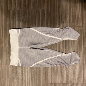 Lululemon Grey & White Striped Leggings